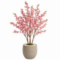 Albero artificiale fiorito 180 cm con vaso in ceramica rosa per interni