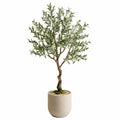 Albero artificiale di ulivo 180 cm con vaso in cemento beige per interni