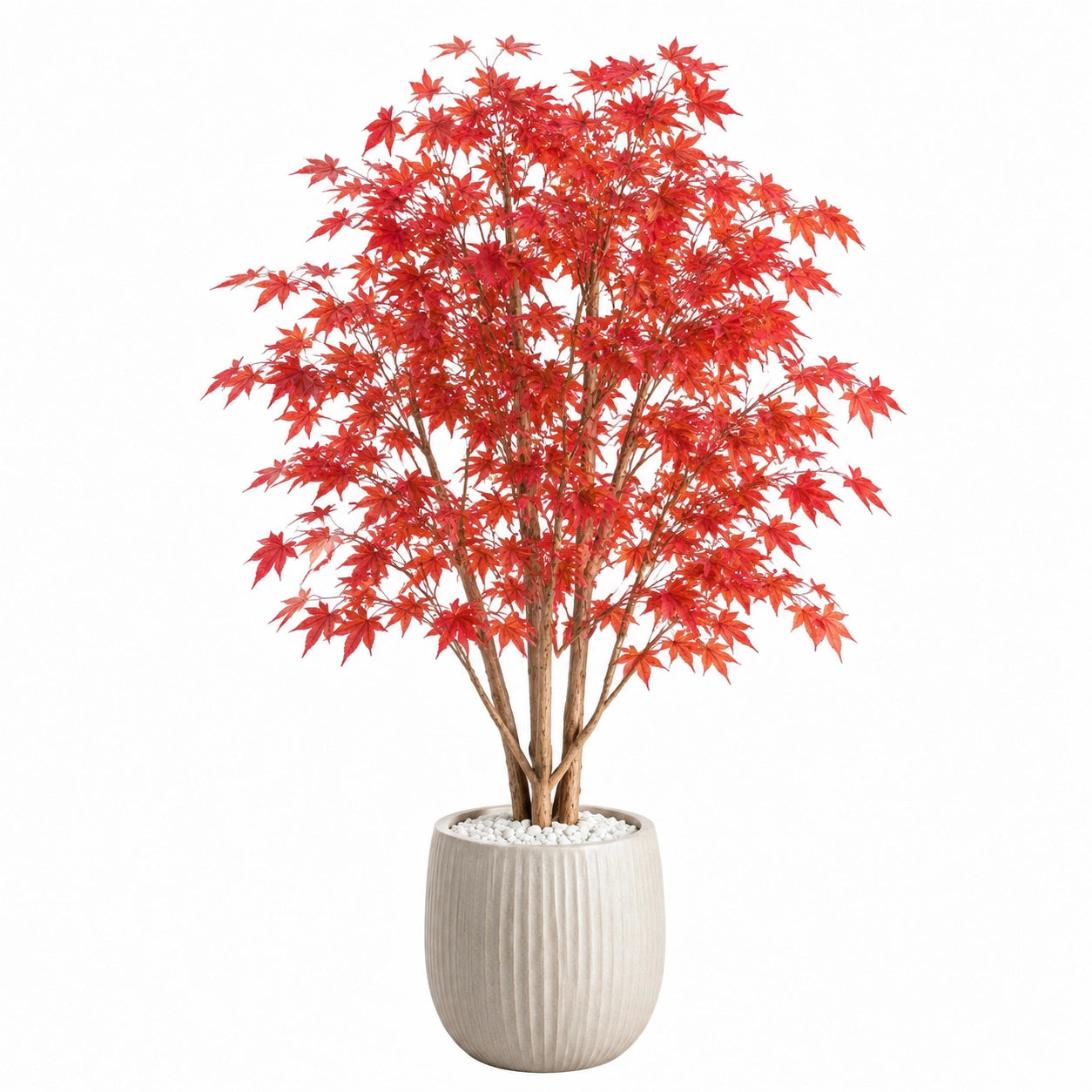 Albero artificiale di acero rosso 180 cm in poliestere con vaso in ceramica per interni