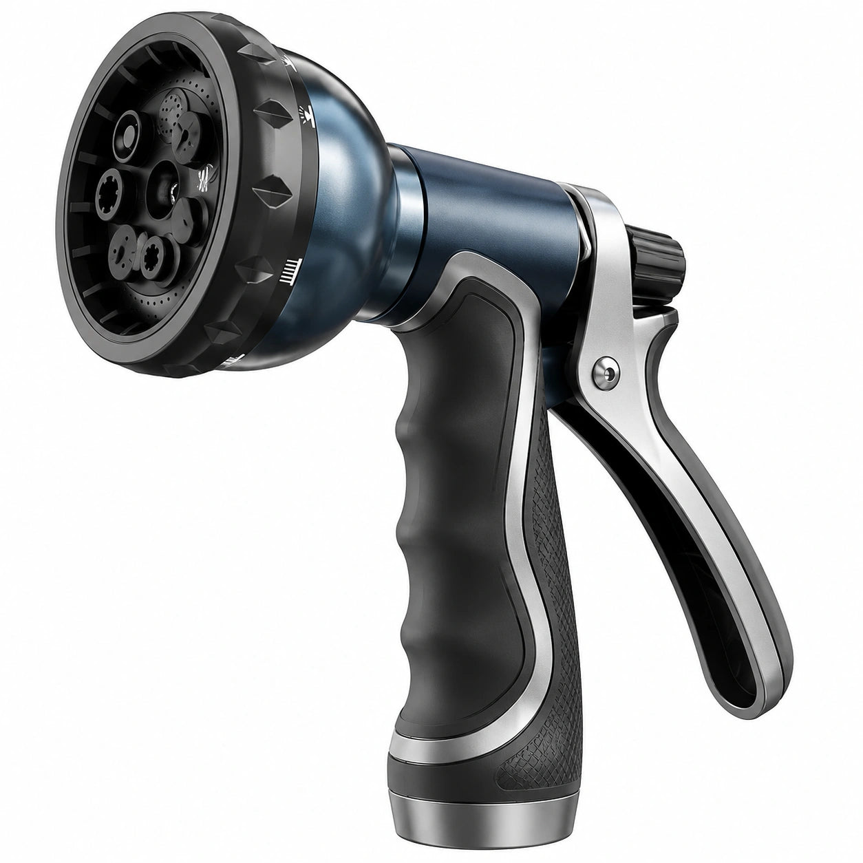 Pistola irrigazione 22 cm in plastica blu scuro e nera - getto regolabile per giardino
