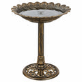 Bagnetto per uccelli Ø 50 cm in metallo bronzo antico a colonna con foglie decorative