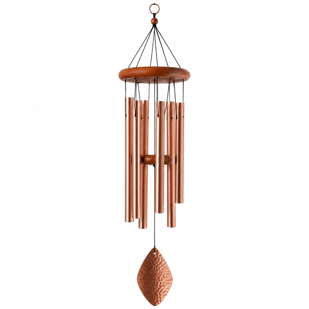 Campanella a vento 90 cm in metallo rame e legno per giardino