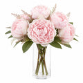 Bouquet di peonie artificiali 50 cm in tessuto rosa con foglie verdi decorativo