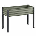 Fioriera rialzata 120 x 60 x 80 cm in acciaio verde oliva per orto e giardino
