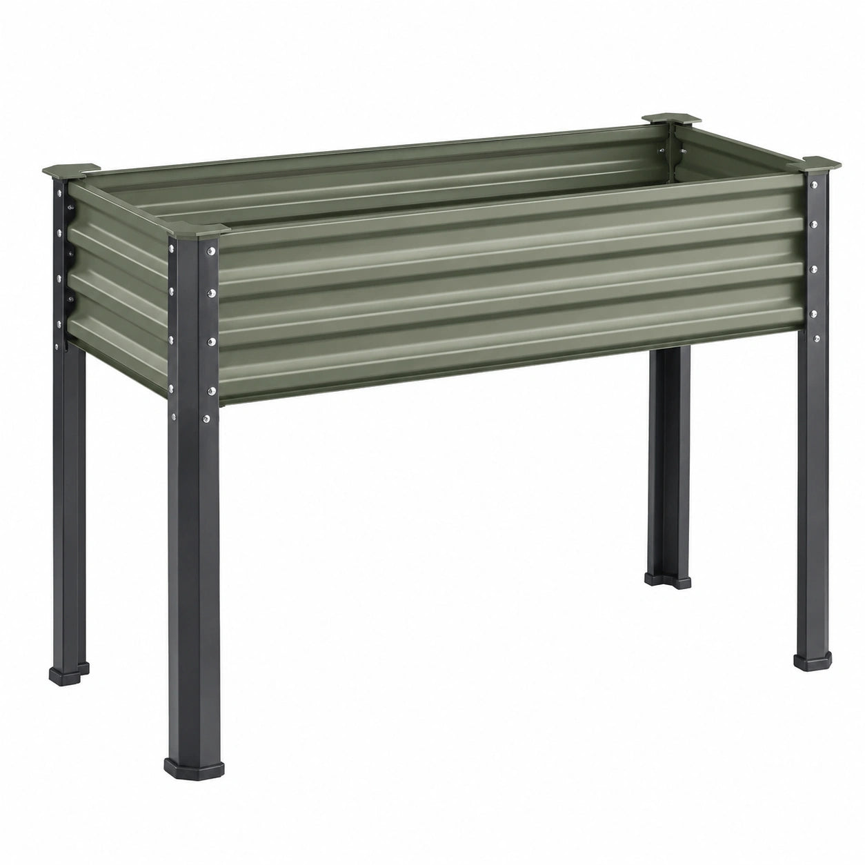 Fioriera rialzata 120 x 60 x 80 cm in acciaio verde oliva per orto e giardino