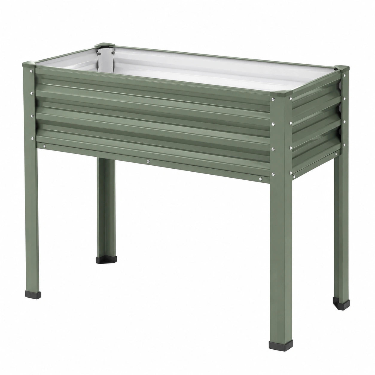 Fioriera rialzata 80 x 40 x 80 cm in metallo verde per coltivazione da esterno
